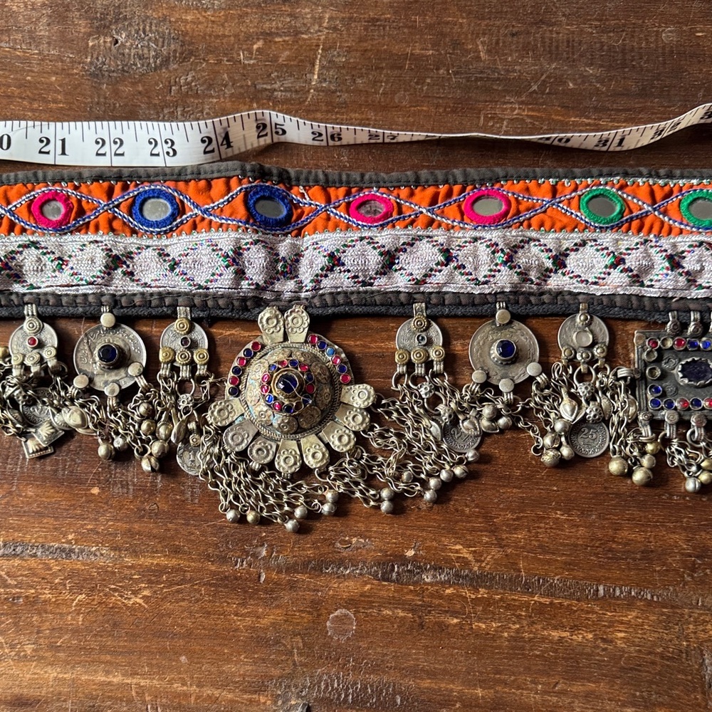 Bundle of  5 Belly Dance & Tribal Scarves + Authentic Kuchi Belt EUC